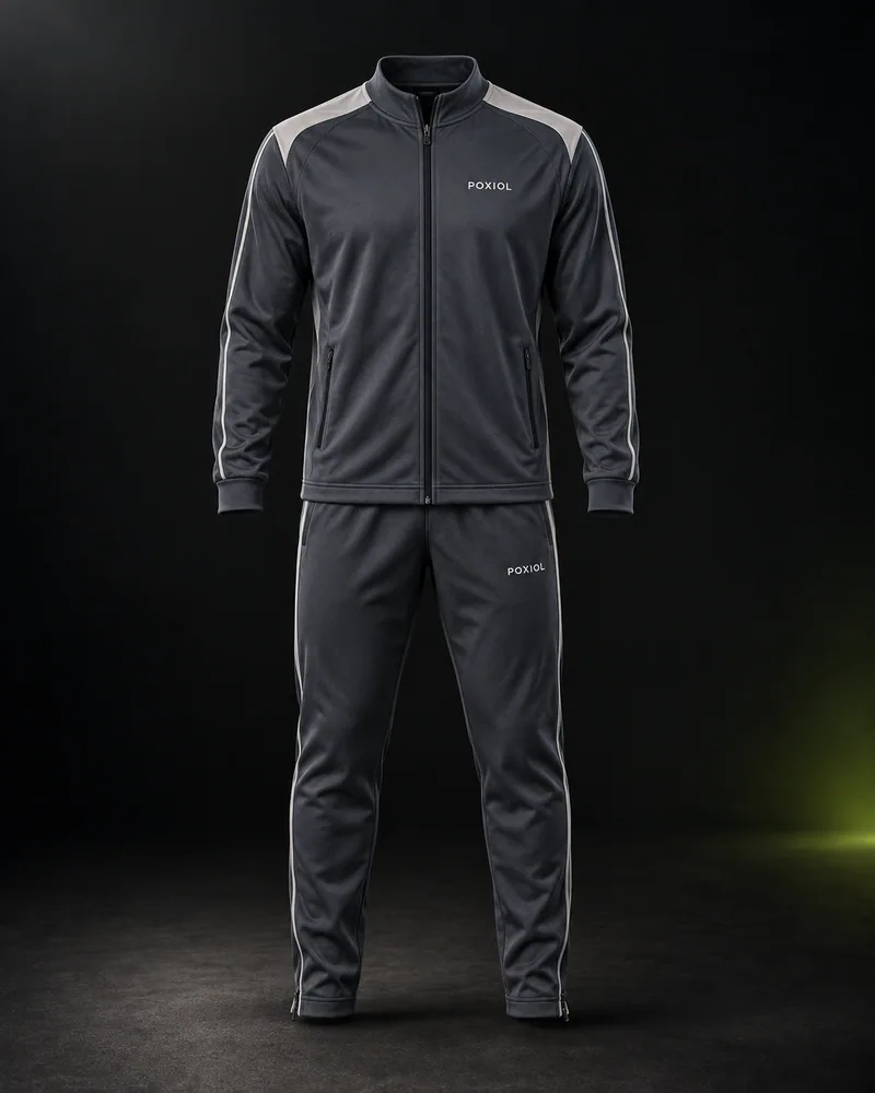 POXIOL zip-up warm-up jacket and trousers design illustration